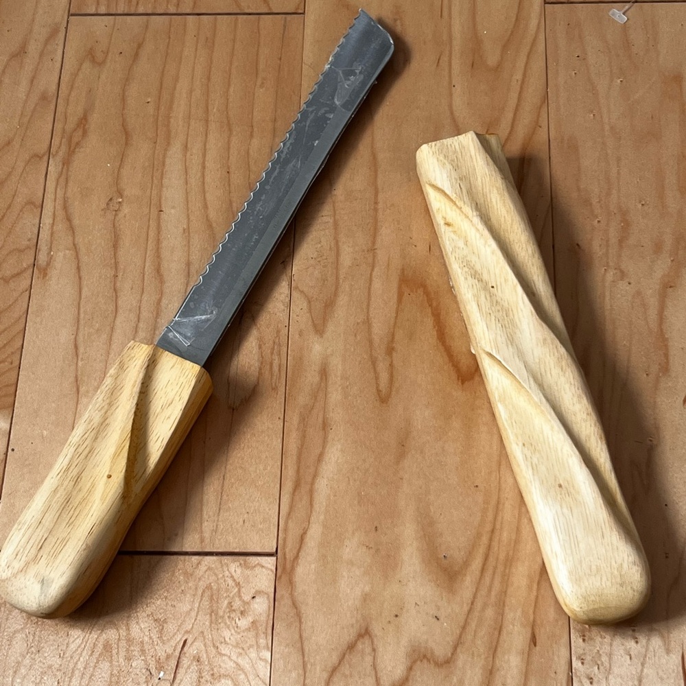 Professional Culinary Knife w/ Carved Wooden Handle